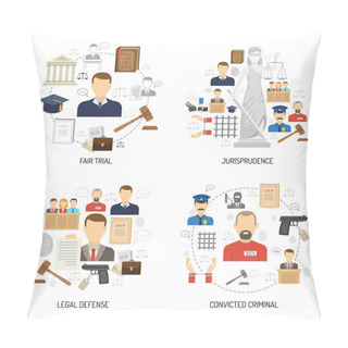 Personality  Justice 4 Flat Icons Square Banner  Pillow Covers