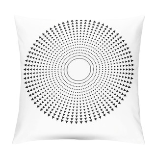 Personality  Halftone Round As Icon Or Background. Black Abstract Vector Circle Frame With Triangles As Logo Or Emblem. Circle Border Isolated On The White Background For Your Design. Pillow Covers
