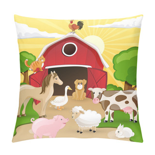Personality  Vector Farm With Animals Pillow Covers