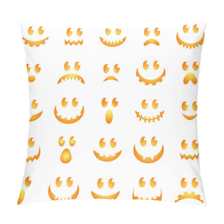 Personality  Vector Collection Of Spooky Halloween Ghost And Pumpkin Faces Pillow Covers