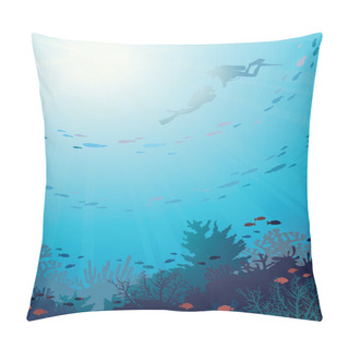 Personality  Underwater - Coral Reef And Divers. Pillow Covers