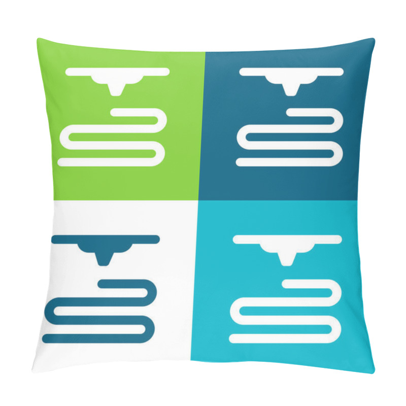 Personality  3d Printer Flat four color minimal icon set pillow covers