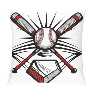 Personality  Baseball Or Softball Crossed Bats With Ball Vector Image Template Pillow Covers