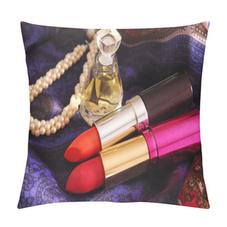 Personality  Lipstick And Perfume Fragrance On Silky Scarf Pillow Covers