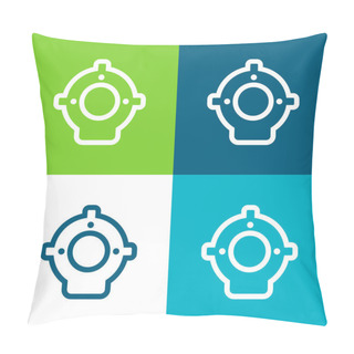 Personality  Aqualung Flat Four Color Minimal Icon Set Pillow Covers