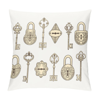 Personality  Set Of Vintage Keys And Locks Pillow Covers