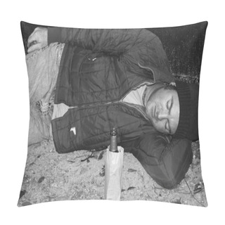 Personality  Homeless Man - Sleeping On Ground B&W Pillow Covers