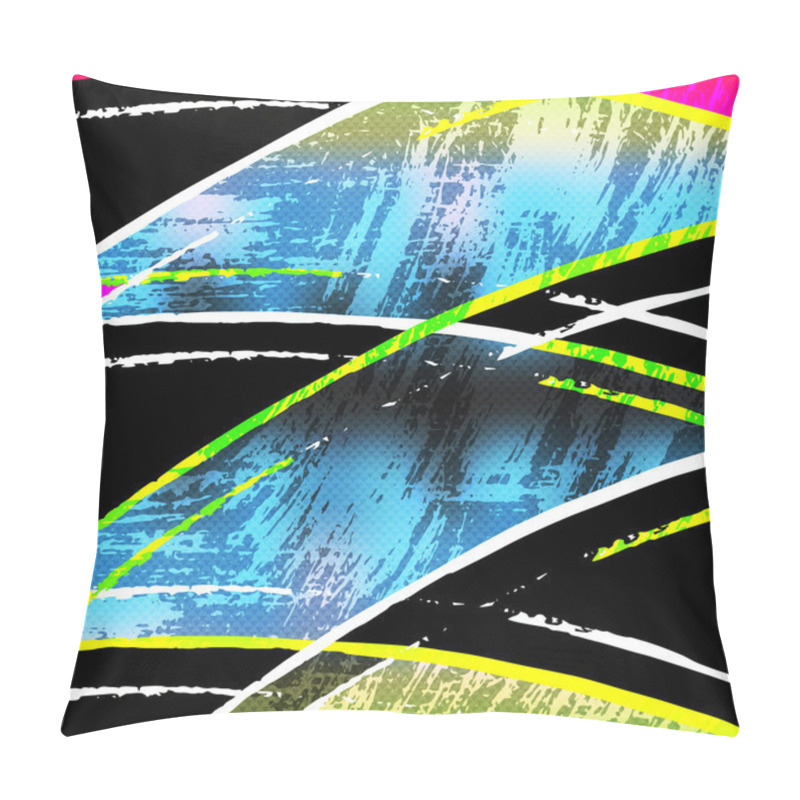 Personality  Colored Lines Graffiti Pattern On A Colored Background Pillow Covers