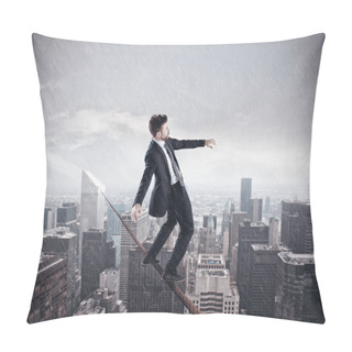 Personality  Businessman Is Balancing On A Rope  Pillow Covers