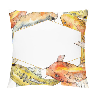 Personality  Watercolor Aquatic Underwater Colorful Tropical Fish Set. Red Sea And Exotic Fishes Inside: Goldfish. Aquarelle Elements For Background, Texture, Wrapper Pattern. Frame Border Ornament Square. Pillow Covers