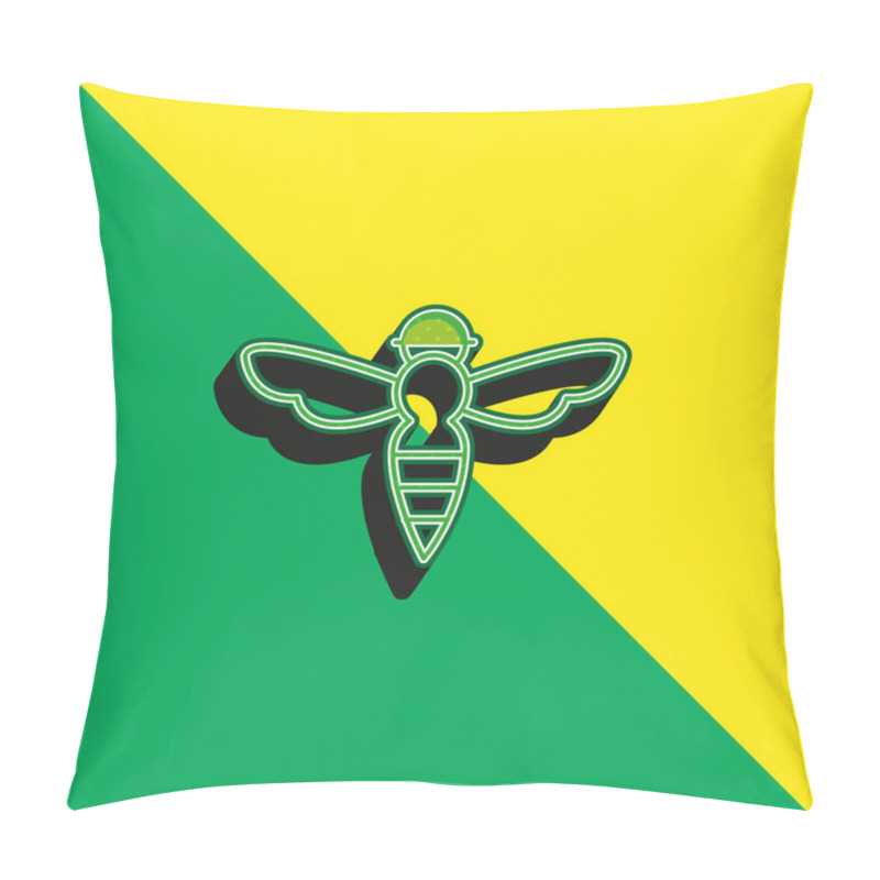 Personality  Bee With Sting Outline Green and yellow modern 3d vector icon logo pillow covers