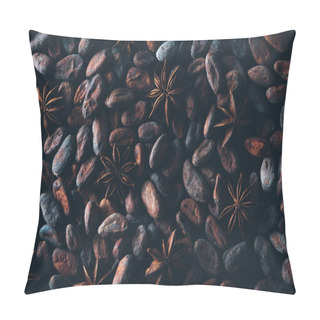 Personality  Full Frame View Of Delicious Cocoa Beans And Star Anise Background  Pillow Covers