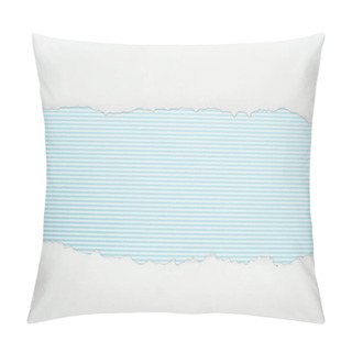 Personality  Ragged White Textured Paper With Copy Space On Light Blue Striped Background  Pillow Covers