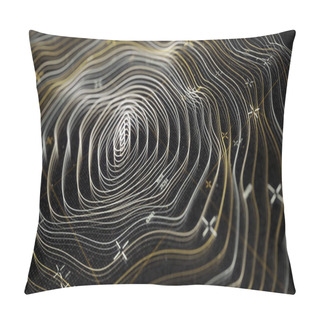 Personality  Abstract Animation Of Digital Surface Map. Animation. Neon Gemetric Map Of Oscillating Surface With Oval Markings And Numbers. Neon Digital Seismic Map Of Earth's Surface Pillow Covers