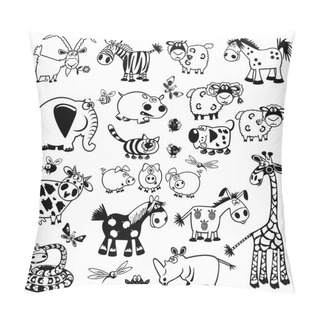 Personality  Set With Black And White Childish Animals Pillow Covers