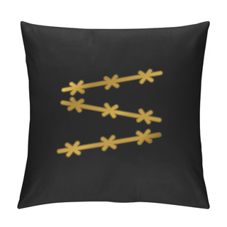 Personality  Barbed Wire Gold Plated Metalic Icon Or Logo Vector Pillow Covers