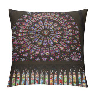 Personality  Rose Window Mary Jesus Stained Glass Notre Dame Cathedral Paris France Pillow Covers