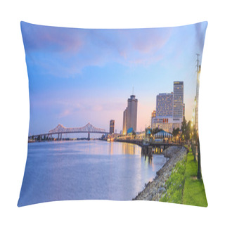 Personality  Downtown New Orleans, Louisiana And The Missisippi River Pillow Covers