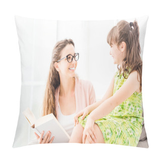 Personality  Mother And Daughter Reading Together Pillow Covers