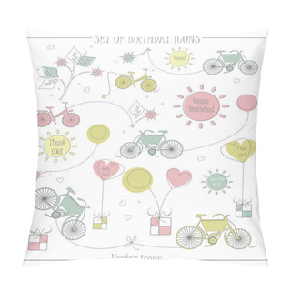 Personality  Set Of Birthday Icons And Celebrations Pillow Covers