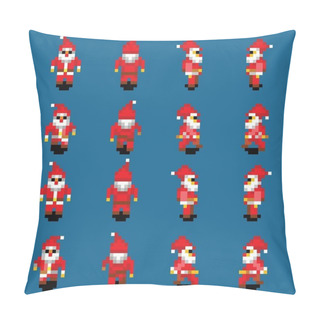 Personality  Santa Claus Walk Animation, Four Directions, Retro Video Game Pixel Style Pillow Covers