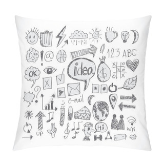 Personality  Hand Sketch Doodle Business Doodles Icon Pillow Covers
