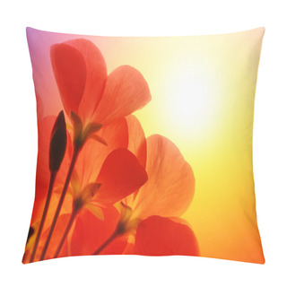 Personality  Red Flowers Over Sunshine Background Pillow Covers