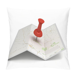 Personality  Map And Pushpin 3d Illustration Pillow Covers