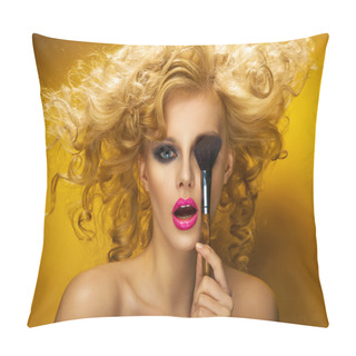 Personality  Portrait Of A Sexy Woman With Brush Pillow Covers