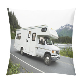 Personality  USA, Alaska, Recreational Vehicle Driving On Road Pillow Covers