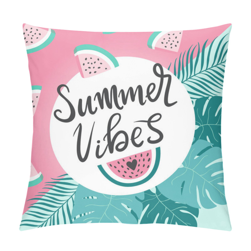 Personality  Abstract summer design card good for prints,flyers,banners,invitations,special offer and more. Hand drawn modern lettering Summer vibes and clipart about summer pillow covers