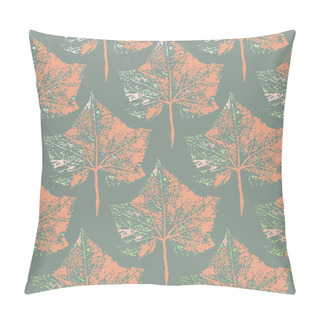 Personality  Seamless Background Of Orange Cucumber Leaf Prints On Green Background. Pillow Covers