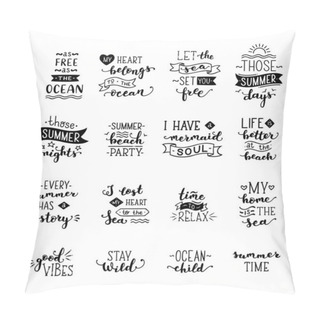 Personality  Vector Hand-drawn Lettering On Sea / Ocean Theme. Pillow Covers