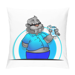 Personality  Vector Walrus With Cup Pillow Covers