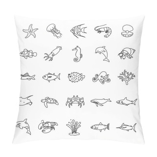 Personality  Marine Life Outlines Vector Icons Pillow Covers