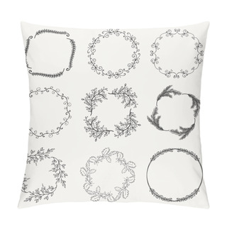 Personality  Vector Black Hand Sketched Floral Frames, Borders Pillow Covers