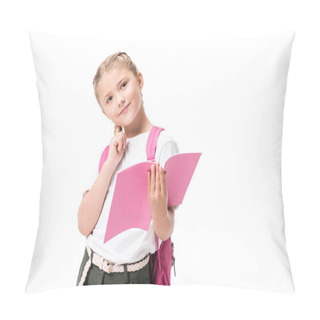Personality  Schoolgirl Holding Textbook Pillow Covers
