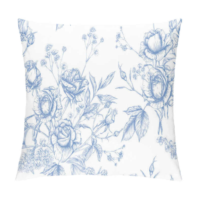 Personality   roses and spring flowers. Graphic drawing,  pillow covers
