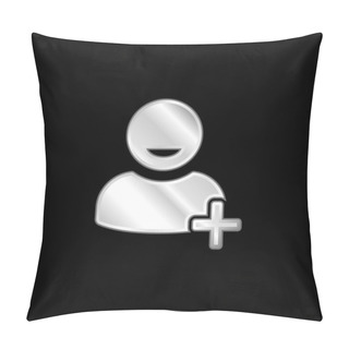 Personality  Add User Symbol Of Interface Silver Plated Metallic Icon Pillow Covers