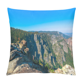 Personality  Panorama At Taft Point With El Capitan Pillow Covers