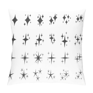 Personality  Black Sparkles Icon Shine Star Twinkle Vector Set Pillow Covers