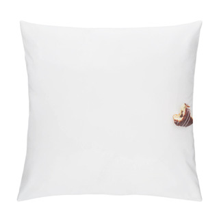 Personality  Top View Of Chocolate Bitten Doughnut On White Background Pillow Covers