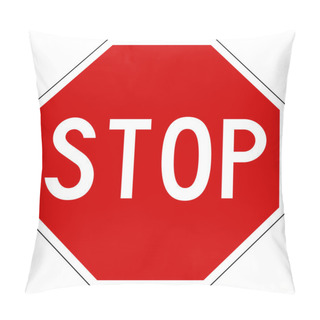 Personality  Red Traffic Stop Sign Isolated On White Background. Pillow Covers