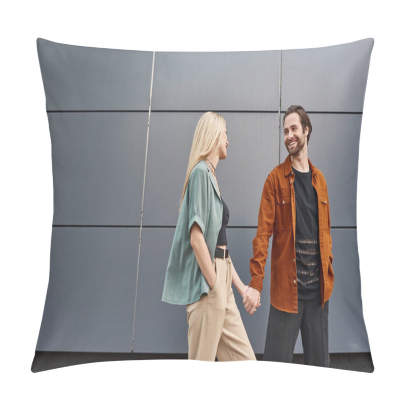 Personality  A Romantic And Passionate Couple Walking Together Hand In Hand Under A Moonlit Backdrop, Exuding Love And Connection. Pillow Covers