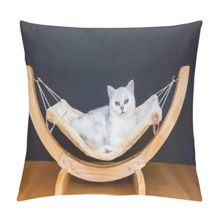 Personality  White Cat Lying Lazy In Hammock Pillow Covers
