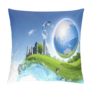 Personality  Green Planet Against Blue Sky And Clean Nature Pillow Covers