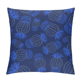 Personality  Creative Seamless Pattern With Hand Drawn Cactuses In Pots. Bright Botanical Print. Seamless Decorative Background With Cactuses. Can Be Used For Any Kind Of A Decoration Design. Pillow Covers