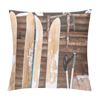 Personality  Two Pairs Of Wide Skis Pillow Covers