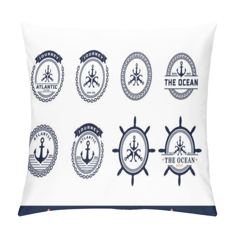 Personality  Set Of Vintage Nautical Anchor Emblem. Anchor Marine Badges Ship Boat Logo Design Template Element pillow covers