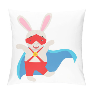 Personality  White Bunny Animal Dressed As Superhero With A Cape Comic Masked Vigilante Character Pillow Covers